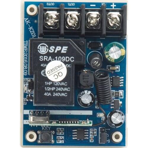 Xuanlongyuan DC12V 24V 36V 48V 10A 1CH 1Channel Wireless Remote Control Switch Receive ,315/433.92 MHz Garage Door lamp/shutters