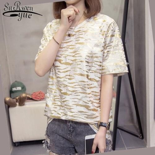 2021New Arrival Short Sleeve O-neck T-shirt Woman Cotton Plus Size 4XL Moderate T-shirt Women Leopard Print Shirts Woman 9018 50
