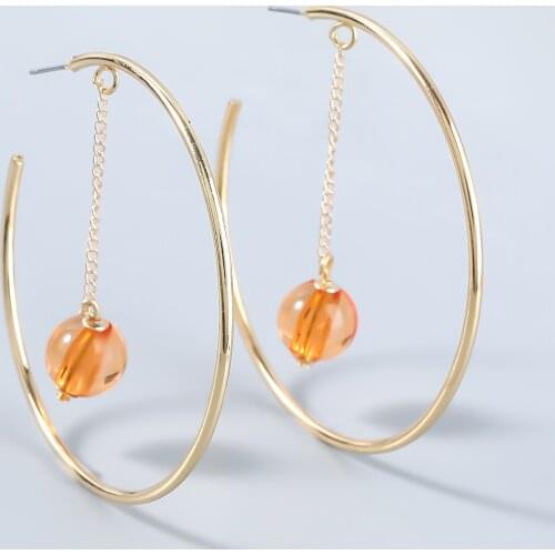 Pauli Manfi Fashion Metal Round Resin Earrings Womens Creative Popular Hoop Earrings School Party Accessories