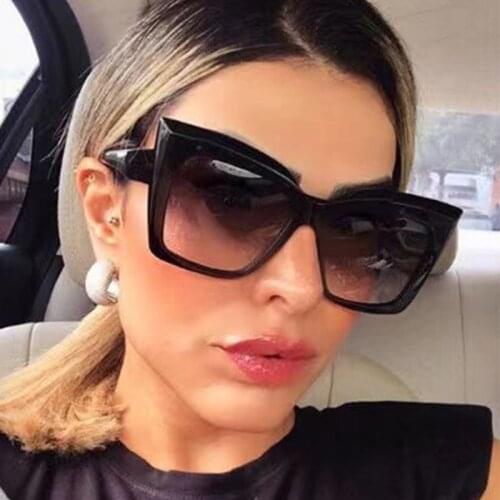 Travel Black Oversized Cat Eye Sunglasses Women Luxury Brand Fashion Sunglasses Shades Female Eyewear UV400 Oculos