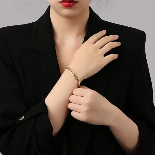 100% Stainless Steel Coffee Bean Chain Bracelet For Women Gold/Silver Color Metal Pig Nose Chain Bracelets Pulseras Mujer