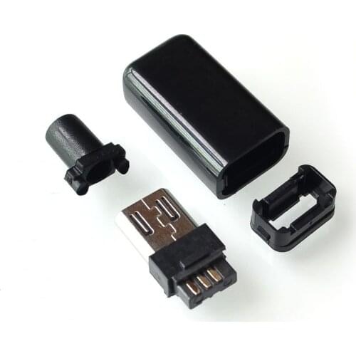 10sets DIY Micro USB Male Plug Connectors Kit w/ Covers Black
