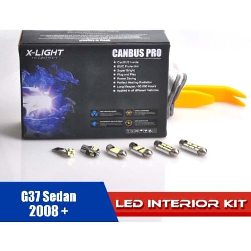 10x Canbus Pro Xenon White Premium LED Full Reading Light Kit for Infinity 2008 to Present G37 Sedan with install tool 5630SMD