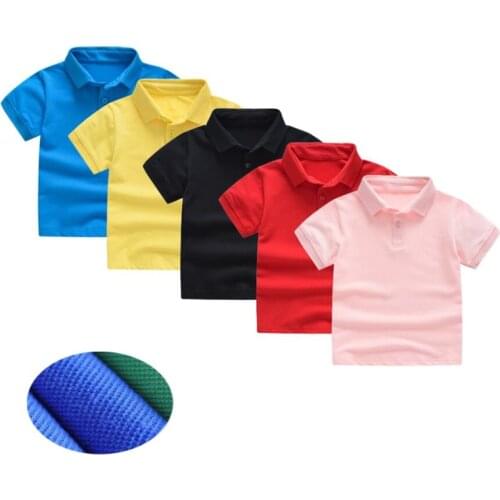 2020 Summer Childrens Shirt Clothing Cotton Short Sleeved Shirt Baby Boys Girls Solid Color Polo-Shirt 2-7Y Kids Uniform Shirts