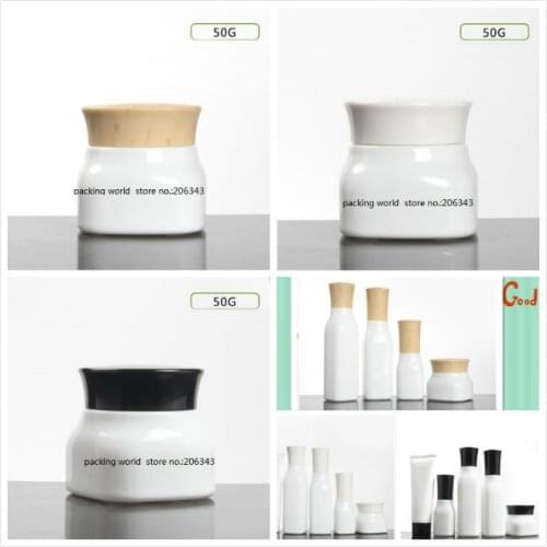 40ml square shape white glass bottle with pump lid for lotion/emulsion/serum/foundation/toner/water skin care cosmetic packing