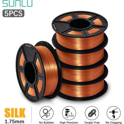 SUNLU SILK PLA Filament 1.75mm 1kg 5 Rolls/set 3d Printer Filament Silk Texture 3D Printing Materials
