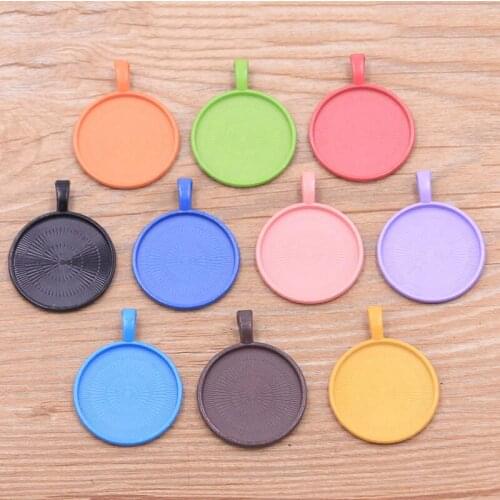 5pcs 25mm Inner Size 10 color 2020 Classical Style Colourful Round Cabochon Base Setting Charms Pendant For DIY Jewelry Making