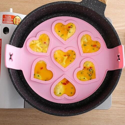 7 Holes Fried Pancakes Eggs Fixator Star heart Round Shape Pancake Maker Egg Silicone Nonstick Cooking Baking Pastry Mould Tool