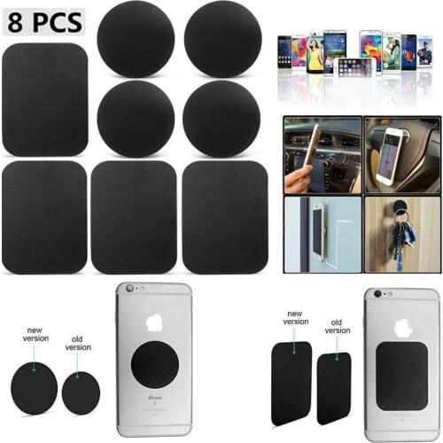 8 Pcs Magnetic Metal Plates Sticker for Smart Phones Matte Black