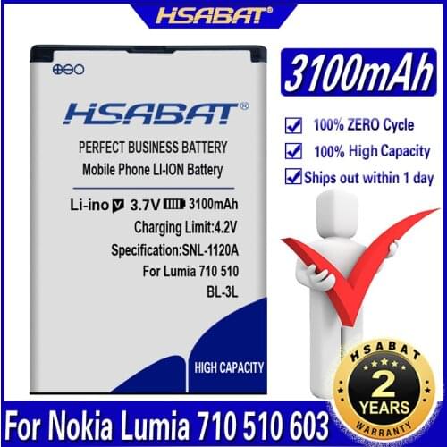 HSABAT 3100mAh BP-3L battery for Nokia Lumia 710 510 603 610C 900 303 603 610 3030 505 battery