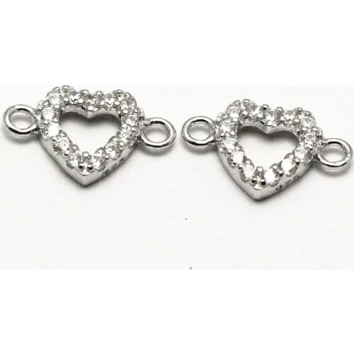 Beadsnice fine 925 jewelry connector heart pendant links for pendants components connectors for bracelet or pendants ID21429