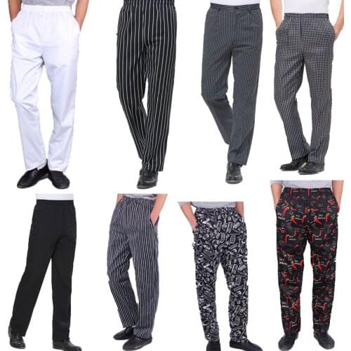 White Pants Hotel Restaurant Bakery Catering Elastic Trousers Zebra Pants High Quality Chef Uniforms Kitchen Cooker Work Clothes