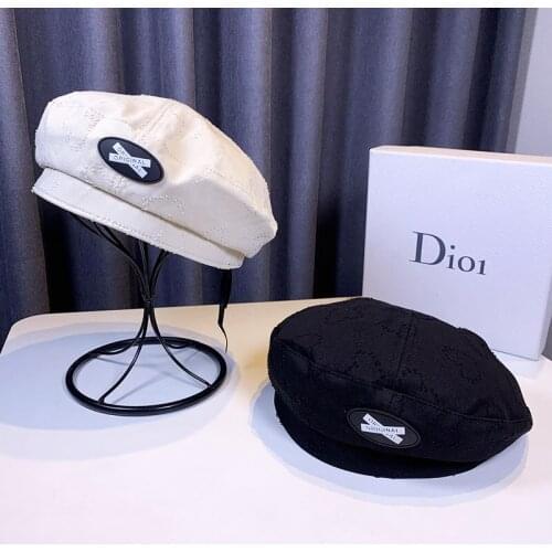 Fashion womens letter embroidery beret hat summer new style pure cotton painter hat spring and autumn British retro painter hat