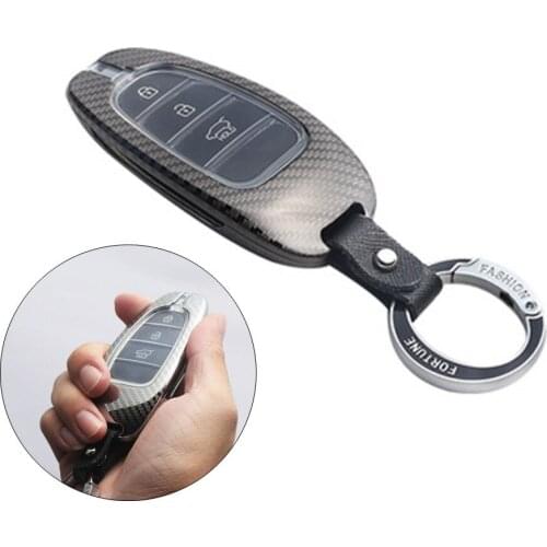 For Hyundai Tucson IV NX4 Flip Key Case Key Fob Cover Case Zinc Alloy Carbon Fiber