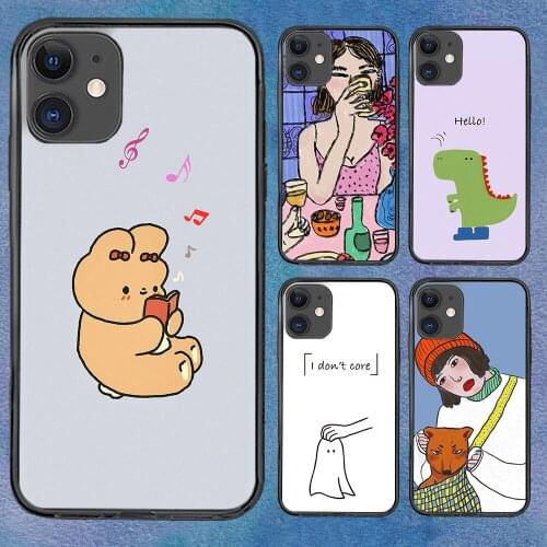 Funny Girl Painting Phone Case For iphone 12 11 6 Mini Pro XS Max X XR 7 8 Plus Soft TPU Cover 12Pro 11Pro 12Mini