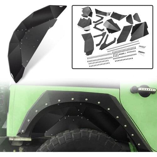 Black Front Rear Inner Fender Liners for Jeep Wrangler JK JKU 4WD 2007-2018 New Aluminum Inner Protect Fender Liners Off Road