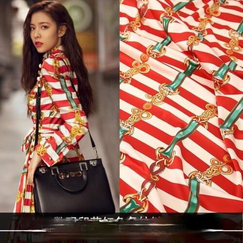 Chain Digital Fabric Polyester Textile Fabric for Dress Shirt Spring and Summer High Fashion Sewing Material by Meter