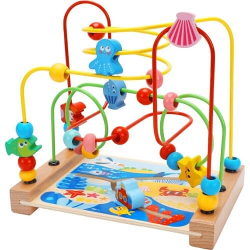 Children Montessori Wooden Toys Maze Circles Ocean Traffic Around Beads Abacus Math Toys Puzzle Early Learning Educational Toys