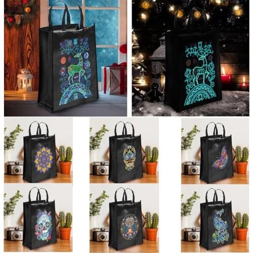 DIY Diamond Painting 5D Christmas Shopping Bags Mosaic Drill Eco-friendly Tote Home Organizer Popular Simple Female Daily Bag