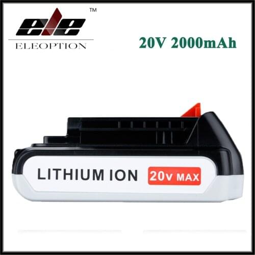 Eleoption 20V 2.0AH Li-Ion Battery for Black & Decker LBXR20 LB20 LBX20 ASL186K BDCDMT120 CHH2220 LD3K220 LPP120 LST120