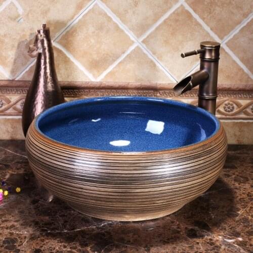 Europe Vintage Style Ceramic Sinks Counter Top Wash Basin Bathroom Sink washing basin vanity