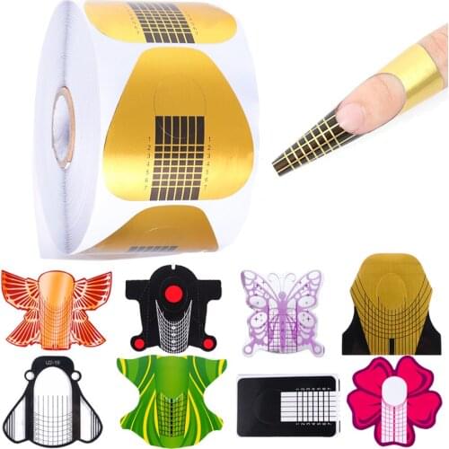 500pcs Nail Forms Extension Builder Form Stickers French Acrylic UV Gel Tips Sculpting Professional Self-Adhesive Manicure SA941