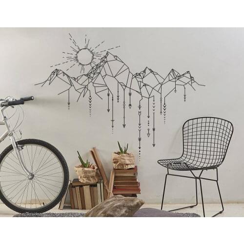 Geometric Mountains Wall Stickers Home Decor Living Room Removable Nursery Sun Wall Decals Arrows Decal Creative Stickers ZB219