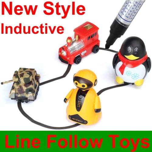 Inductive Toys Car Truck Machine Follower Diy Diecast Vehicle Line Following Robot Induction Educational Magic Pen Penguin Pig