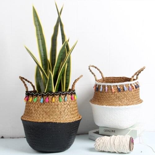Home Boho Decor Storage Basket Wicker Rattan Decorativ Garden Flower Pot Holder Home Organiser Basket Boho Decor Panier Osier