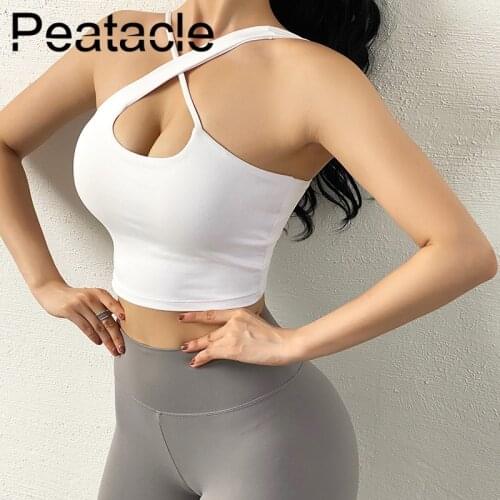 Peatacle Cross Beautiful Back Sports Underwear Women Running Fitness Bra Shockproof Gather Yoga Vest Padded Push Up Workout Tops