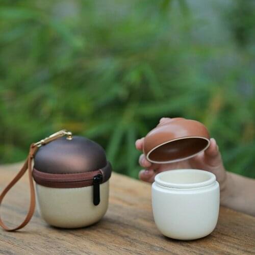 Creative Nut Shape Pottery Travel Tea Set Water Cup Hand Grasping Pot Set Ceramic Cup Home Office Gift Set Cuisine Drinkwar