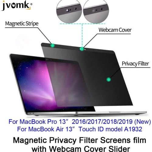 Magnetic Privacy Filter Screens film with Webcam Cover Slider For 2016/2017/2018/2019 New MacBook Pro 13, Touch ID Air 13" A2159