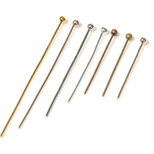 200pcs/lot 18 20 24 30 35 40 mm Gold Silver Metal Ball Head Pins for DIY Jewelry Making Head pins Findings Supplies Wholesale