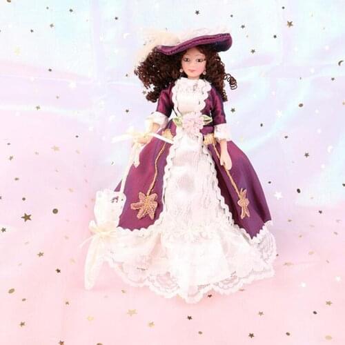 1:12 Dollhouse Miniature Porcelain Dolls Dollhouse Victorian Beauty Lady Hot sale
