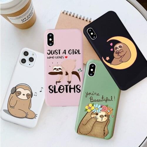 Cute Sloth Animals Cover Case for IPhone 11 11Pro X XS Max XR 6 6S 7 8 Plus Soft Silcone Phone Cover Coque Capa
