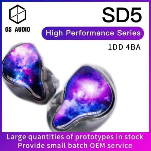 GS AUDIO SD5 4BA+1DD Hybrid Driver HiFi In-Ear Earphones with 0.78 2pin Detachable Cable IEMs for Audiophiles Musician OEM ODM