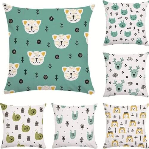 Cartoon Colorful Animal Series Cushion Cover Sofa Short Plush Pillow Cover Colorful Pillowcase Fresh Soft Home Decor