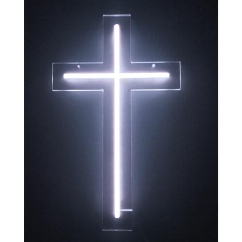 Neon Light Sign cross 12''X8'' White Light Custom Name Beer Bar Home Decor Open Store Lamp Display