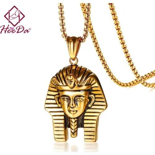 Hyperbole Egypt Pharaoh Totem Pendant Necklace Men Fashion Personality Stainless Steel Neck Accessories Women New Unique Jewelry