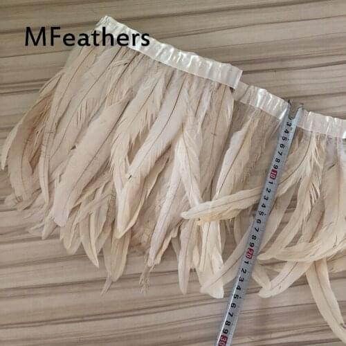 Wholesale 2meter 20-45cm White rooster feathers trims needlework feathers decoration quality clothing making feathers for crafts