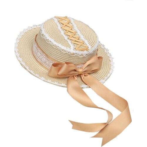 New Headdress Flat Cap Headband KC Hair Band Side Clip Straw Hat Sunflower Cosplay AccessoriesGinger Sweet Lolita Lace Hairpin