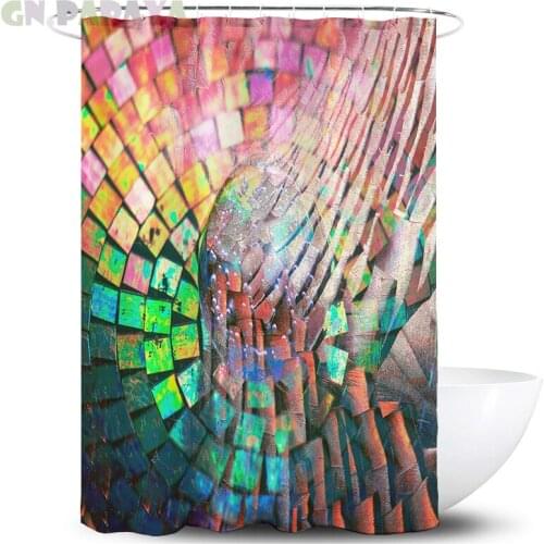 Psychedelic abstract hand Bath Curtains Waterproof Polyester rainbow deconstruction hippy art Shower Curtains Screen with Hooks