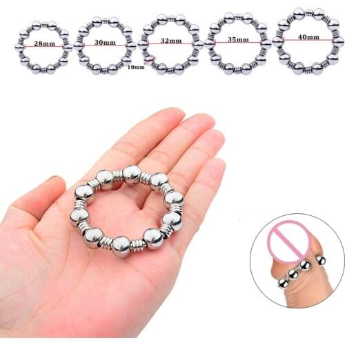 28/30/33/35/40 Metal Scrotum Stretcher Penis Lock Cock Ring Bondage Restraint Delay Ejaculation BDSM Sex Toys for Man Penis Ring