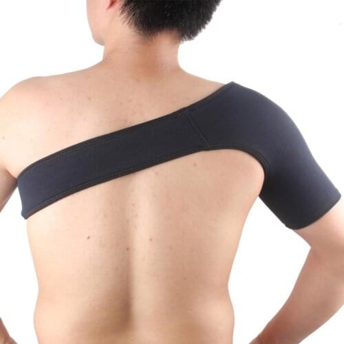 Adult Sports Single Shoulder Support Brace Guards Strap Belts Band Black for Relief Joint Pain, Injury Prevention