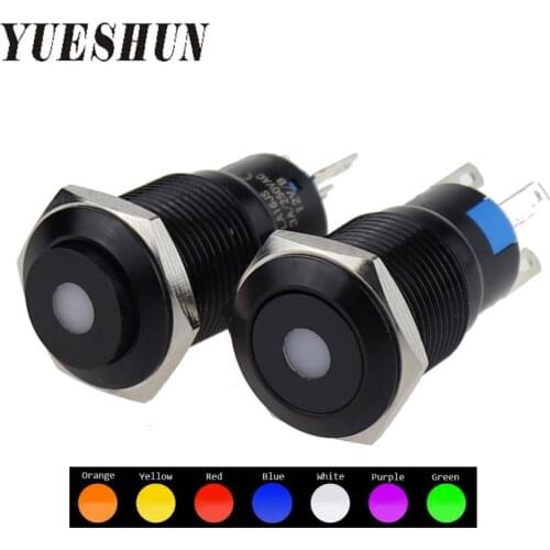 LED Momentary Power Button 16mm Maintained Dot Type Light Push Button Switches 1NO 1NC Waterproof Red Blue 12v 24V Lamp