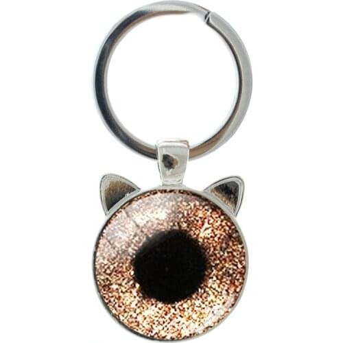TAFREE Fashion Trend Color Eye Pattern New Trend Cat Ear Keychain Novelty Handmade Silver-plated Men And Women Accessories