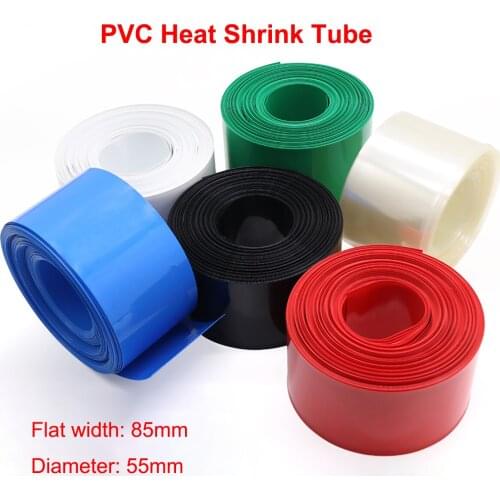 Width 85mm PVC Heat Shrink Tube Dia 55mm 18650 Lithium Battery Pack Insulated Film Wrap Protection Case Wire Cable Sleeve