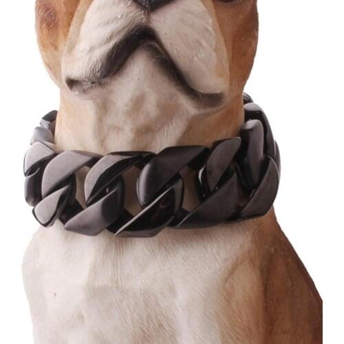 Tiasri 30mm Thick Stainless Steel Dog Leash Pet Dog Collar Choker Link Black Color Dog Chain Medium Large Dogs Hot Sale18-26inch