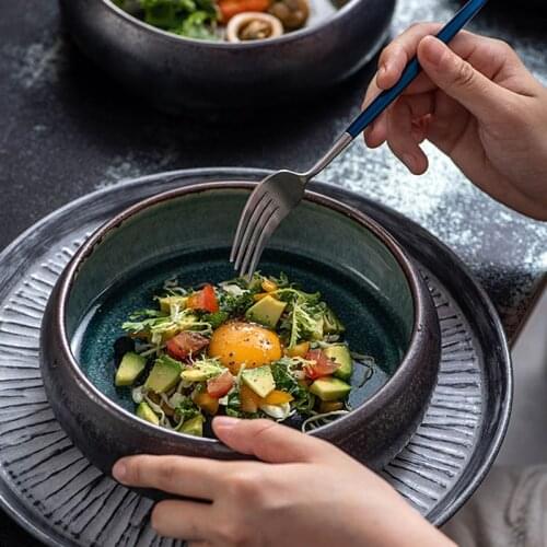 Creative Japanese Ceramic Bowl Table Decoration Fruit Salad Noodle Rice Bowl Restaurant Hotel Service Supplies