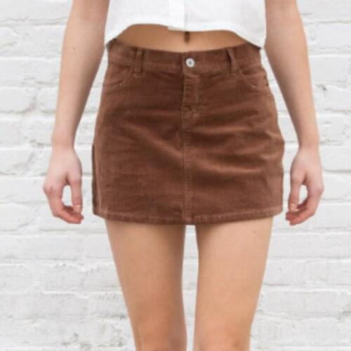 Korean fashion High waist skirts womens 2021 Summer mini skirt vintage black skirt harajuku brown corduroy skirt streetwear